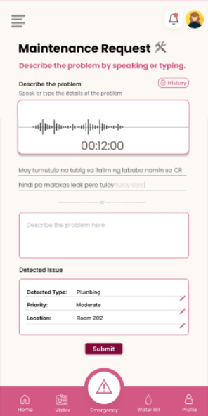 Maintenance Request UI