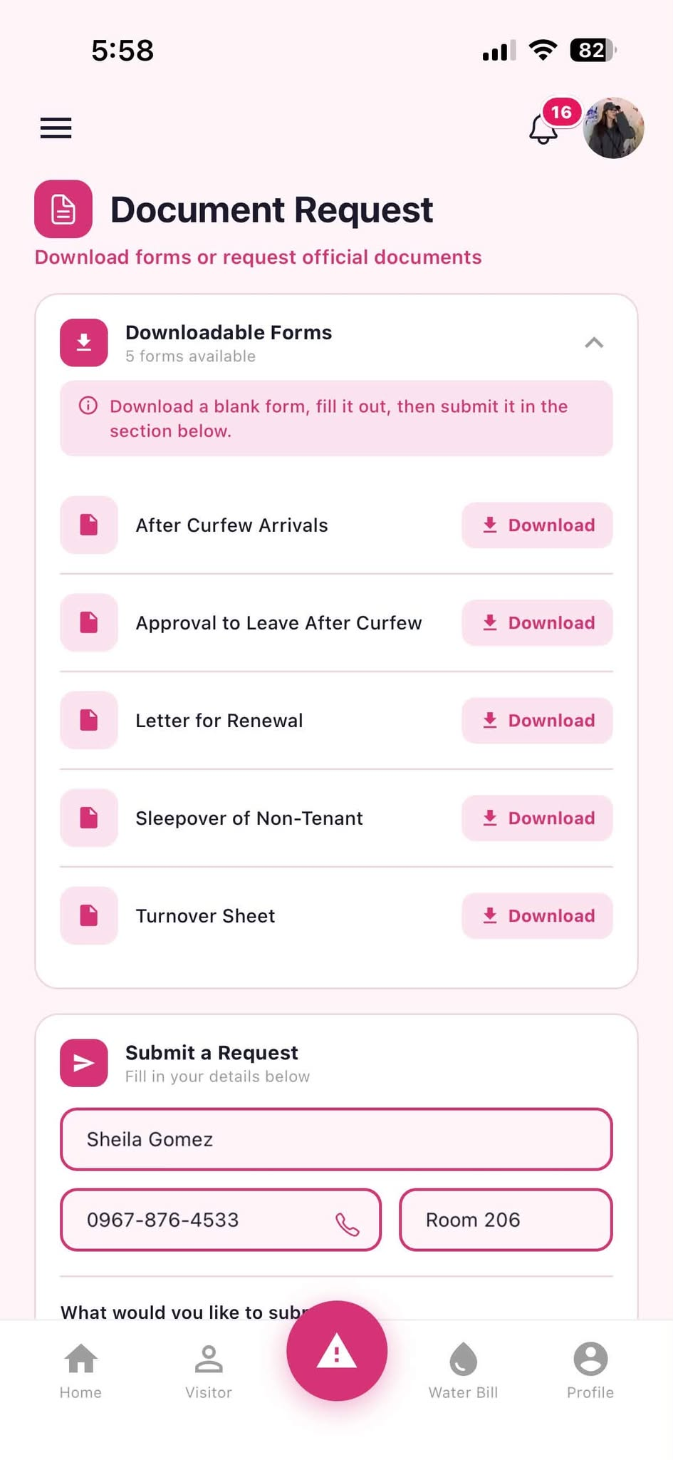 Document Request UI